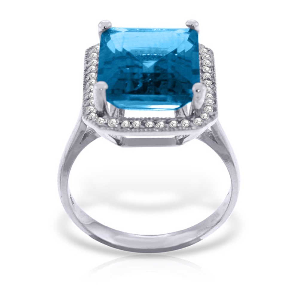 14K. GOLD RING WITH NATURAL DIAMONDS & BLUE TOPAZ - Picture 4 of 6